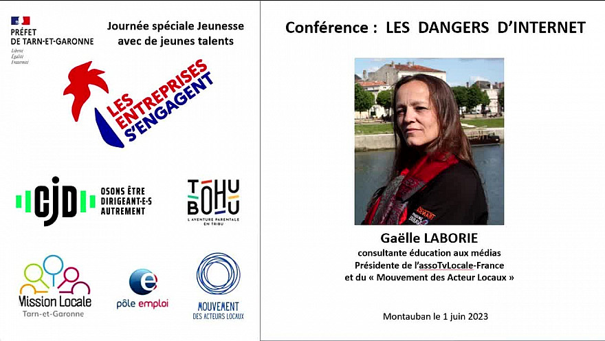 'Les Entreprises s'Engagent' en Tarn-et-Garonne avec le CJD82 - conférence de Gaëlle LABORIE  'Dangers d'Internet pour les Jeunes' à l'occasion de l'événement 